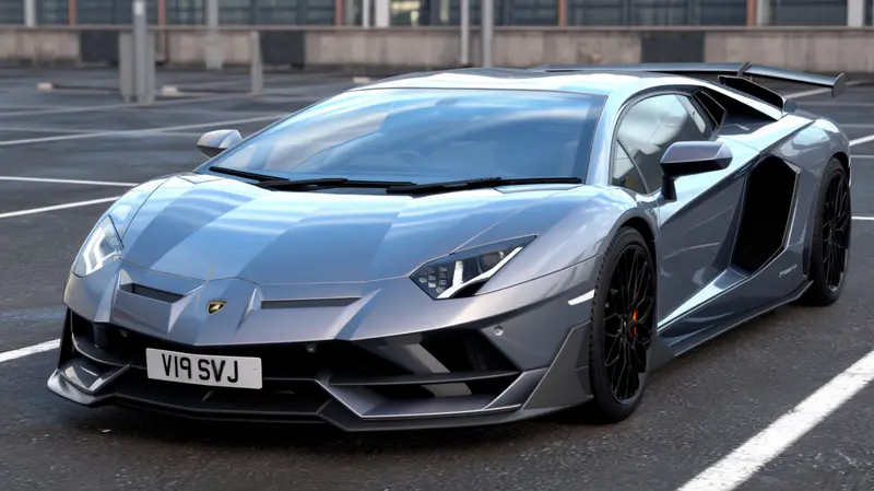Grey Lamborghini Aventador SVJ wearing the registration V19 SVJ